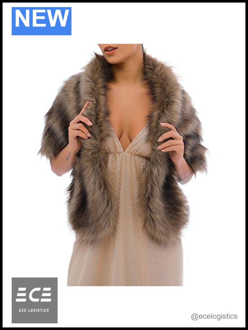 Faux Fur Shawl Wrap Bridal Wedding 1920s Winter Stole for Women